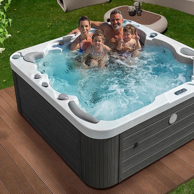 Bueno Spa Jersey 6 - Person 46 - Jet Acrylic Hot Tub with New Arctic Max Insulation, Ozonator, and Cover in Ice White