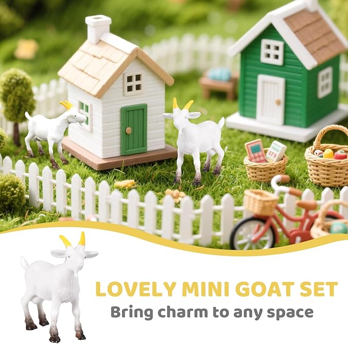 50 Pcs Miniature Goat Figurines Animal Figurines Set Plastic Realistic Mini Resin Lamb for Micro Landscape Fairy Garden Decor DIY Props