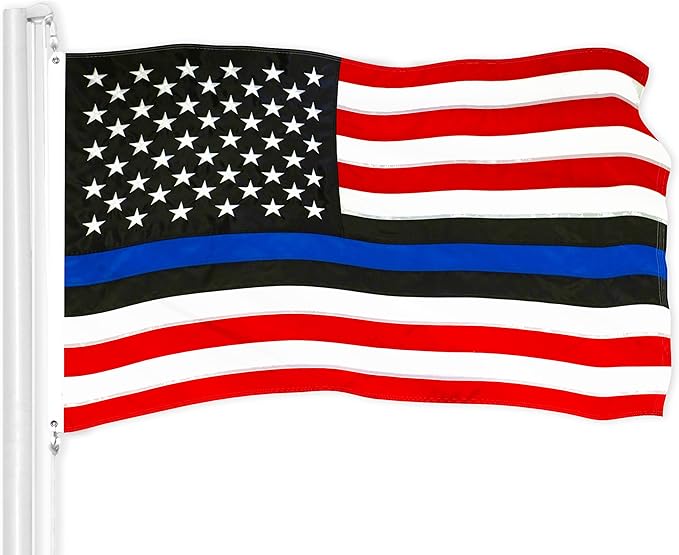 G128 Blue Lives Matter Flag | 2.5x4 Ft | ToughWeave Series Embroidered 210D Polyester | Duty and Honor Flag, Embroidered Design, Indoor/Outdoor, Vibrant Colors, Brass Grommets