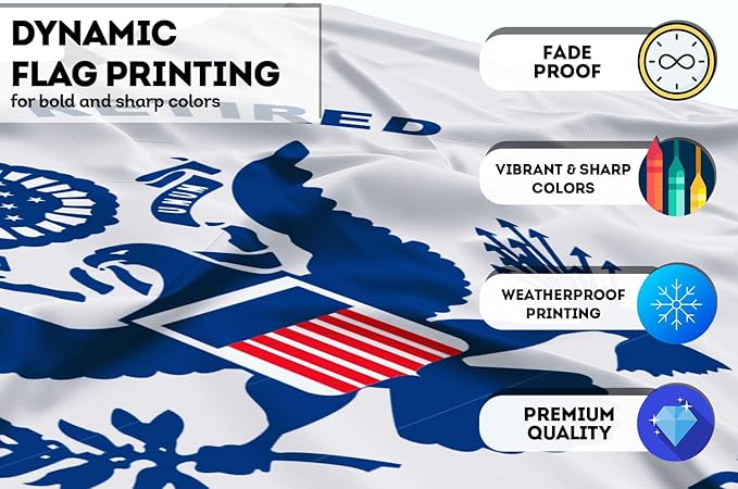 AGAS USCG Coast Guard Retired Boat Flag 12x18 inch - Printed 200 Denier Nylon - Double Stitched Edges Canvas Header Brass Grommets - Indoor/Outdoor United States Coast Guard Retired Boat Flag