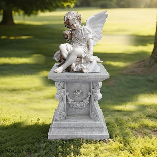 Outdoor Garden Classic Plinth Base Statue Riser，Garden Pedestal Stand For Sculptures, Plant，Flower Pots Decor， Large 12 Inch Tall.