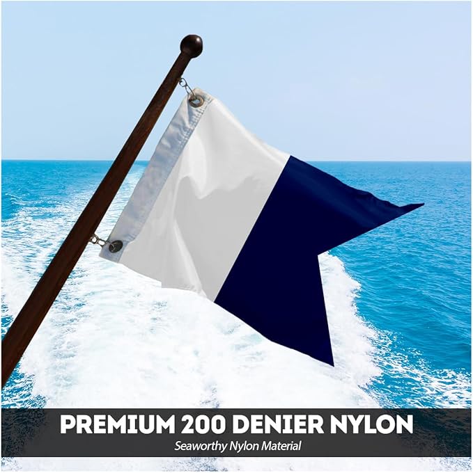 AGAS Alpha Code A Marine Signal 4x4 Ft Flag - Printed 200D Nylon - Canvas Header - Brass Grommets - Colorfast & Stitched Edges - Nautical Boat Flag - Naval Code Signal Flag.