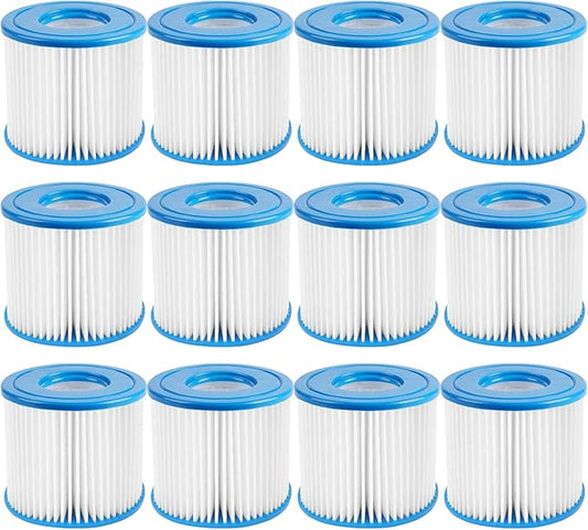 Type D Pool Filter Cartridge Replacement Compatible with Summer Waves P57100102, P57000104, Intex Type D, Summer Escapes Pool Filter, VII Filter, RX600 Above Ground Pools Pool Pump, 12 Pack