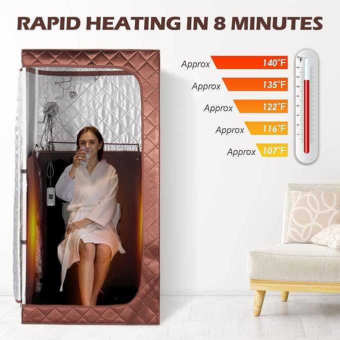 Portable Infrared Sauna for Home, Full Body Personal Saunas Tent at Home Spa with Heating Foot Pad, Remote Control & Foldable Chair for Relaxation & Detox(L 33.8" x W 33.8" x H 65.7")