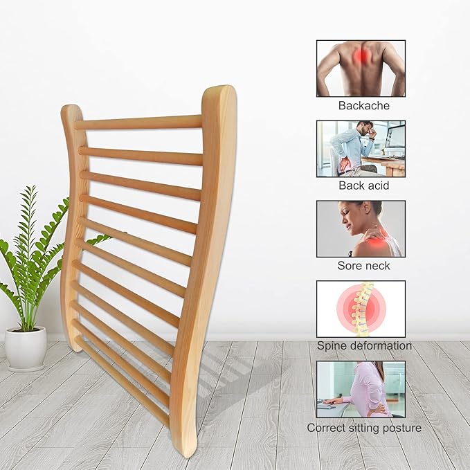 Sauna Backrest Ergonomic S-Shape Support Backrest, Canadian Hemlock Wood Sauna Accessories for Barrel and Infrared Sauna, Pack of 1, Small, 13" W*20.47" H