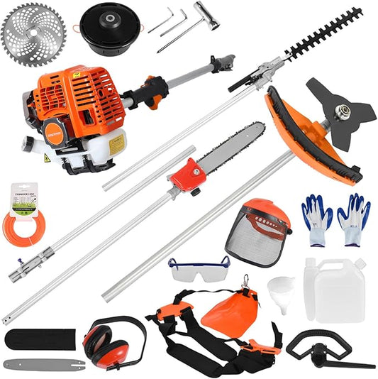 5 in 1Weed Trimmer,52cc 2-Stroke Gas Hedge Trimmer String Trimmer Brush Cutter Pole Saw with Extension Pole Multi Functionallandscaping Tools & Equipmen Ships from U.S. Warehouse