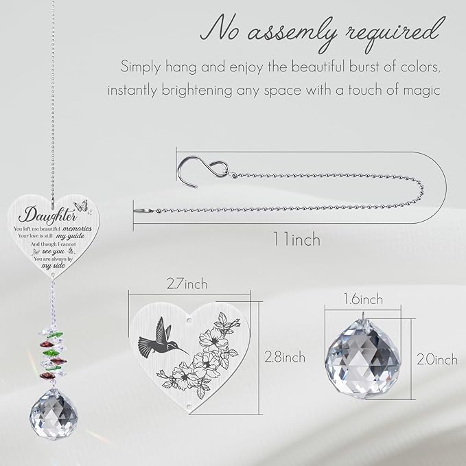 Memorial Gifts for Loss of Daughter,Bereavement Suncatcher Crystal Rainbow Maker,Elegant Keepsake for Deceased Daughter,Durable Sympathy Gift