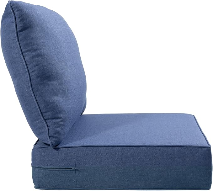 Luxury 24x24x6 Inch Outdoor Cushions for 5 Peice Patio Set - Set of 5 Outside Deep Seat Cushion for Porch Furniture Dining Rocking Swivel Chairs Loveseat Couch Sectional Sofa - Navy Blue