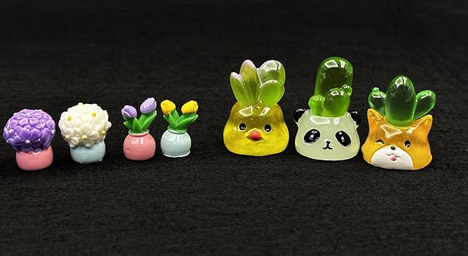 Geiomoo Miniature Resin Fish Tank Landscape Set, Mixed Garden Mini Accessories for Home DIY Crafts Decors (10 Pcs)
