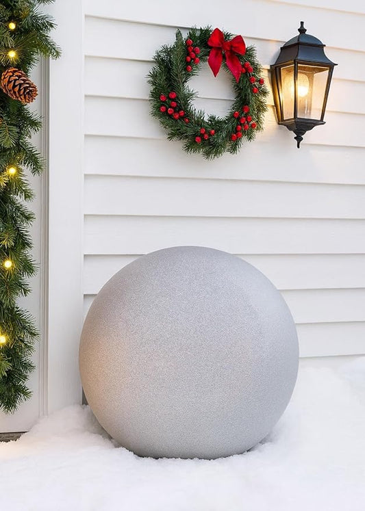 Lulu Decor, Silver Glitter Stainless Steel Gazing Mirror Ball Size 14, Smooth Reflective Shiny Garden Decoration Globe, Thankgiving and Halloween Decoration