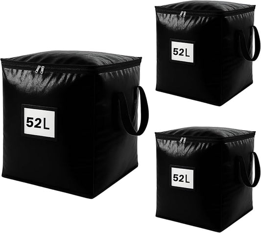 3 Pack 52L Storage Bags for Clothes, Moving Bags Heavy Duty Extra Large with Reinforced Handle, Storage Containers for Organizing Bedding, Blanket, Sheets, Pillows, Toys, Christmas Decorations