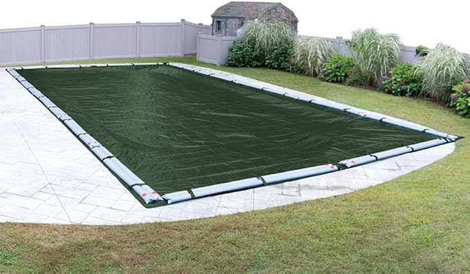 Robelle 18 x 36 ft Heavy Duty Green Winter Pool Cover for Inground Pools, 5 ft Overlap (23 x 41 ft Cover Size), Solid 8 x 8 Scrim, 2.36 oz/yd2, 10-Year Warranty, Style: 321836R
