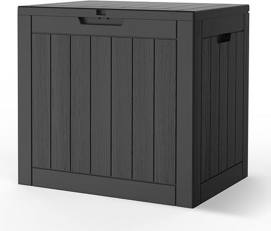 Outdoor Storage Box, Deck Box Waterproof 35 Gallon, Resin Outside Storage, Storage Bin for Package Delivery, Patio Furniture Cushion, Pool Accessories, Weatherproof and UV Resistant, Black
