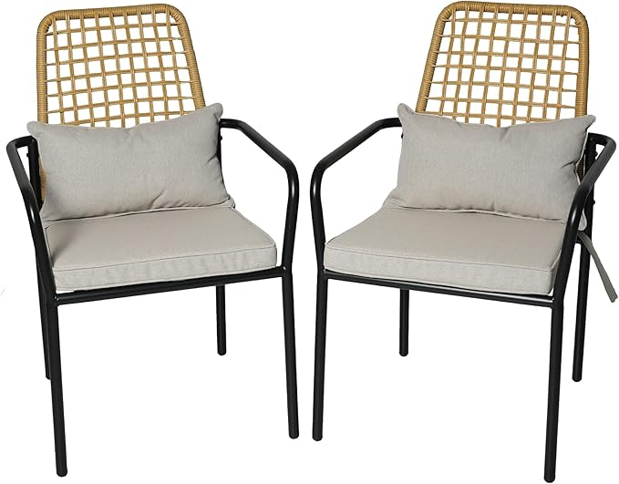 7 Pieces Rattan Patio Swivel Chairs, Stackable Chairs and 63"x38" Rectangle Table Set