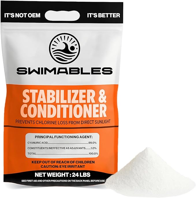 Swimables 24-Pounds Premium Pool Stabilizer & Conditioner, Max Strength Cyanuric Acid for Pools, Spa & Salt Water – Reduces Chlorine Loss, Ideal for Swimming & Hot Tubs