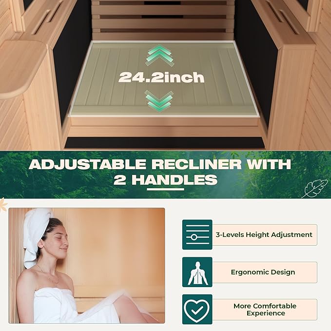 1 Person Full Spectrum Infrared Sauna,Home Dry Sauna with Rapid Heating & Adjustable Backrest Chair, Indoor Spa Room, 120V,Detox & Muscle Relaxation