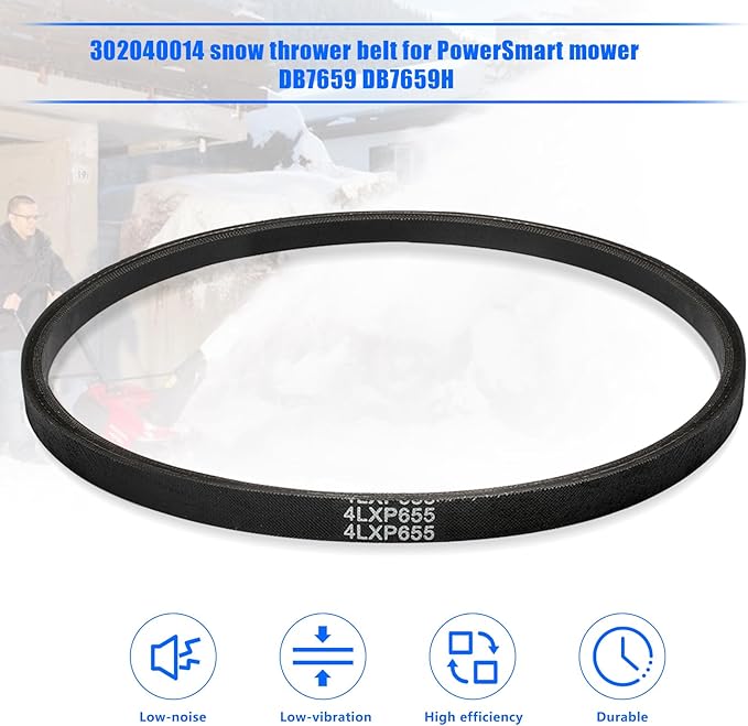 302040014 Snow Blower Auger Drive Belt Replacement for Powersmart DB7659 DB7659H Snow Thrower, Snowblower Belt Snow Thrower V Belt for Powersmart Snow Blower Replacement Parts