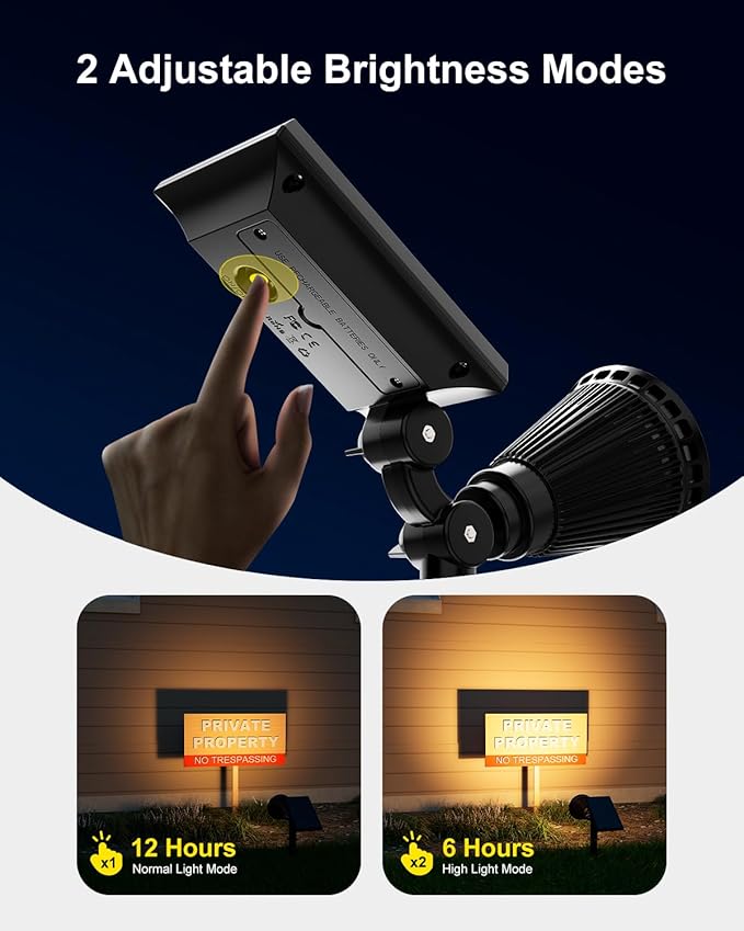 4 Pack Solar Spotlights Outdoor Waterproof for Tree, Statue, Flower, Mailbox, Bush, Wall, Bright LED Outside Landscape Flood Lights for Focus Uplighting Yard, Garden, Driveway, Walkway, House, Fence