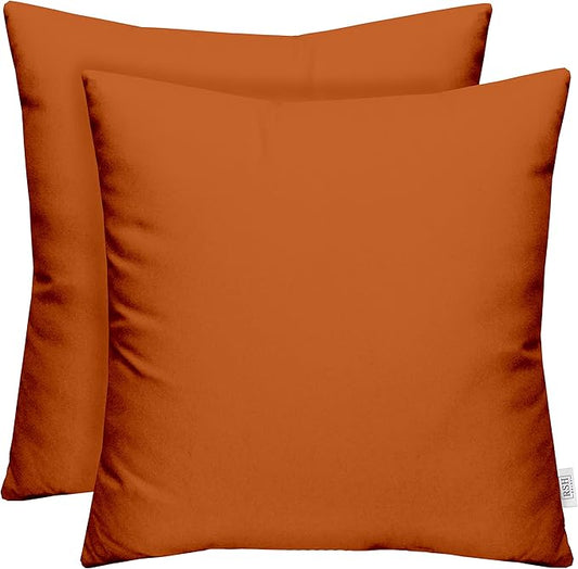 RSH DECOR: Sunbrella Square Throw Pillows Set of 2 | 17" x 17" | Water and Fade-Resistant Performance Fabric | Outdoor Pillow Covers with Down-Alternative Inserts | Canvas Tuscan