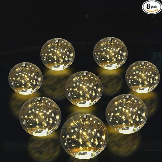 Solar Powered Floating Pool Lights - 14" Inflatable Waterproof Floating Light UP Pool Glow Balls, 3000K Warm-White Led Pool Lights That Float for Party Decorations, Outdoor Patio Detor (8)