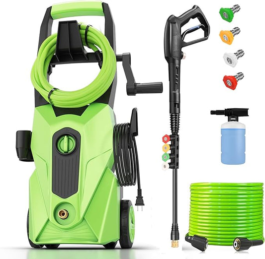 2025 New 5000PSI Pressure Cleaner, Power Cleaner with 33FT Resistant Extension Hose and 4 Nozzles, Compatible with Undercarriage Cleaners, Professional Powerwashers for Home/Car(Green)
