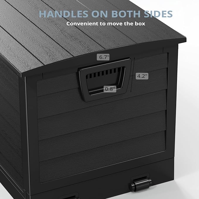 Outvita Foldable 75 Gallon Outdoor Storage Box, Plastic Storage Containers with Lid, Patio Deck Box Furniture for Garden, Pool, Balcony, Yard (Black)