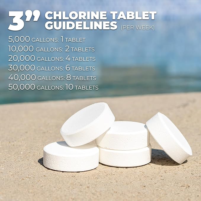 Xtremeclear 3" Chlorine Tablets Bucket, 3-inch Individually Wrapped, 25 lbs Chlorinating Tabs for Swimming Pools, Hot Tubs, Spa Slow Dissolving 25 Pound Bucket