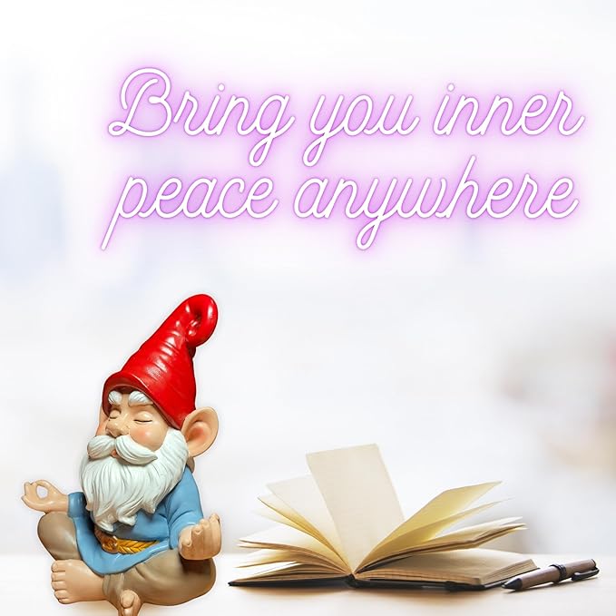 Zen Garden Gnome Statue, 7.5" Meditating Yoga Gnome, Outdoor Indoor Figurine for Patio Lawn Yard, Handcrafted Peaceful Meditation Sculpture, Unique Home Decoration Gift for Women Men