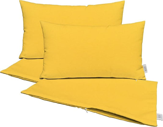 RSH DECOR: Sunbrella Pillow Covers Set of 4 | Covers Only - 26" x 16" | Outdoor Lumbar Pillow Covers Crafted with Sunbrella Performance Fabric | Canvas Sunflower Yellow