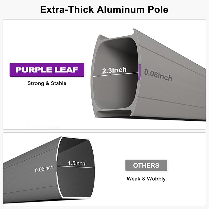 PURPLE LEAF 10' X 6.5' Left-right Tilting Patio Umbrella Outdoor Swivel Cantilever Umbrella Aluminum Offset Umbrella with Champagne Frame and 360-degree Rotation for Garden Deck Pool, Grey
