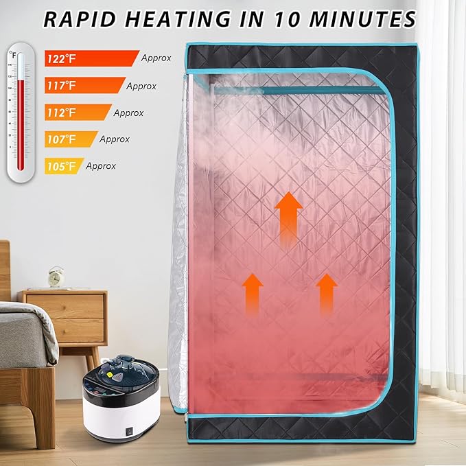 Portable Steam Sauna Box for Home Spa, Steam Saunas for Home, Full Body Sauna Tent for Relaxation, 1500W & 4L Sauna Steamer Machine, Remote Control, Foldable Chair (Black)