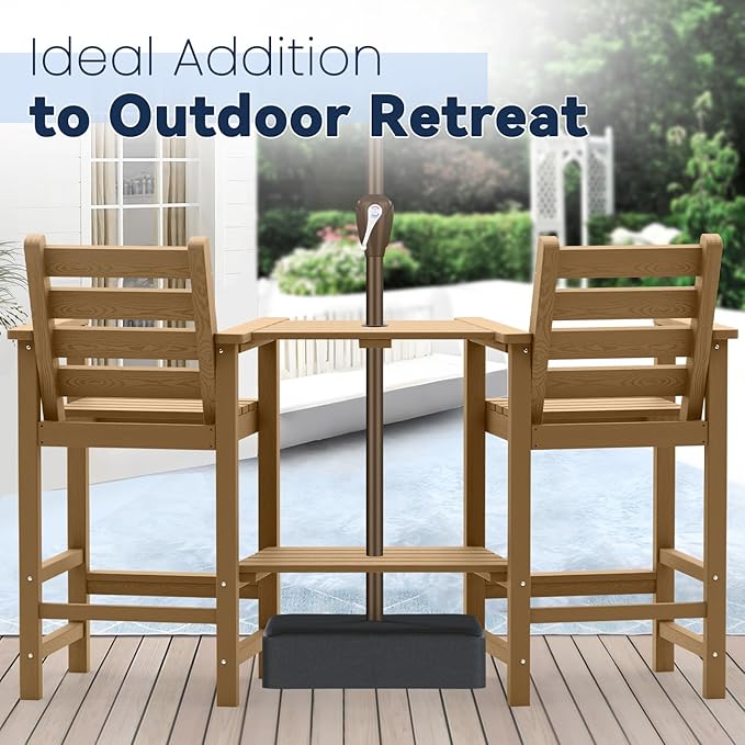 Tall Adirondack Chairs Set of 2, All Weather HDPE Poly Bar Height Balcony Adirondack Chair with Removable Double Connecting Trays, Outdoor Adirondack Barstools for Deck, Patio, Yard, Pool, Lawn