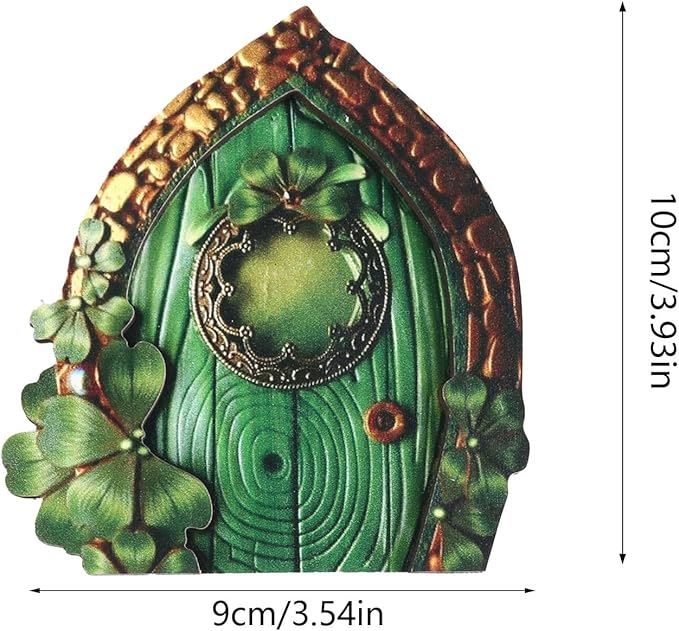 Miniature Fairy Door, Wooden Gnome Door for Trees Wall, Fairy Garden Outdoor Decor Accessories