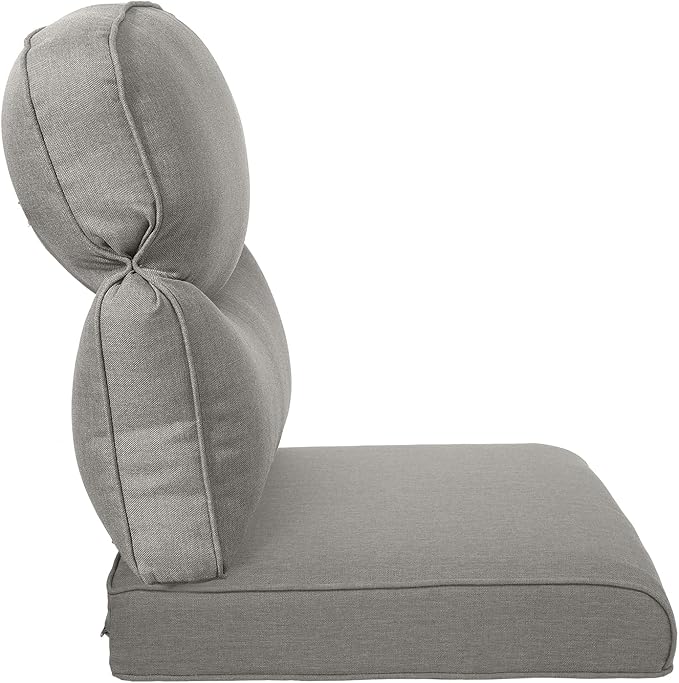 Pop 22x25/22x24 Outdoor Furniture Cushions Set of 6 - Comfortable Patio Chair Cushion for Rattan Wicker Dining Rocking Swivel Chairs Loveseat Couch L-Shape Sectional Sofa - Grey/Smile