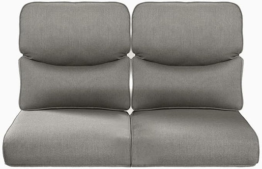 Pop 22x25/22x24 Outdoor Seat Cushions Set of 2 - Comfortable High Back Water-Resistant Patio Wicker Chairs Cushion for Dining Rocker Glider Loveseat Couch Sectional Sofa - Grey/Smile