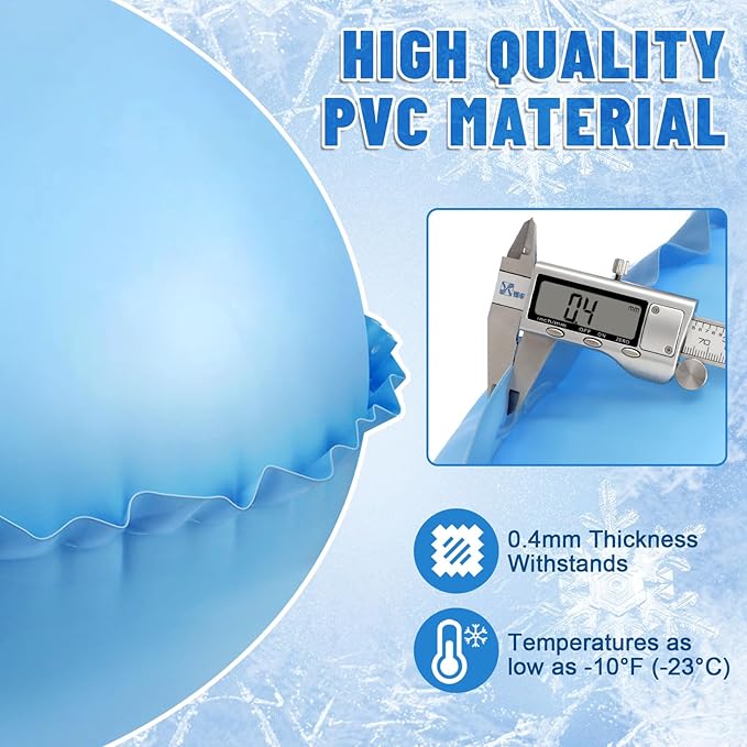Pool Pillows for Above Ground Pools, Pool Pillows for Closing Winter, 6ft Round Air Pool Cover Pillow Kit for Winterizing with Ropes, Ultra Thick PVC Inflatable Cold Resistant Swimming Pool Pillow