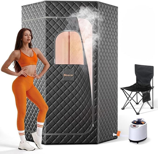 Sauna Box, Portable Steam Sauna, Portable Sauna for Home, Sauna Tent with 3L 1200w Steamer, 15 Levels for Personal Sauna-Grey