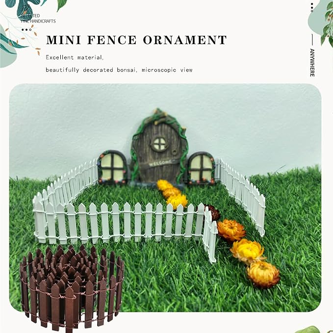 Miniature Fairy Garden Fence 35 Inches,Fairy Garden Accessories Outdoor Wood Picket Fence,DIY Flowerpot Decoration DIY Wood Picket Fence, Miniature Garden Decoration Mini Ornament for Dollhouse