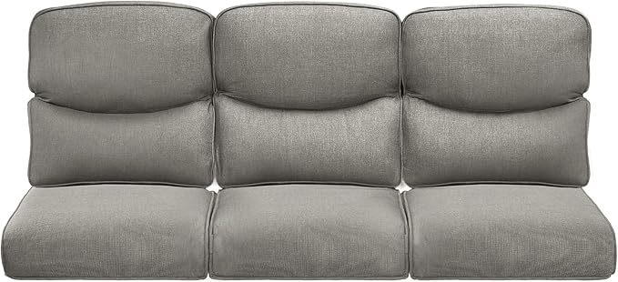 Pop 22x25/22x24 Outdoor Cushions for Patio Couch Chairs Set of 3 - High Back Comfy Outside Seat Cushions for Lawn Wicker Dining Rocker Glider Loveseat 3-Seater Sectional Sofa - Grey/Smile