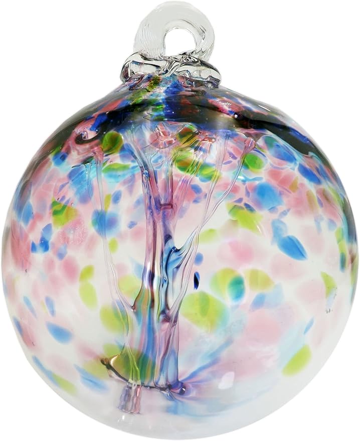 Dale Tiffany Hand Blown Glass, 6" Diameter Hope, Tree of Life Collection, Witch Globe Hanging Garden Indoor/Outdoor Decorative Ornament Gazing Ball