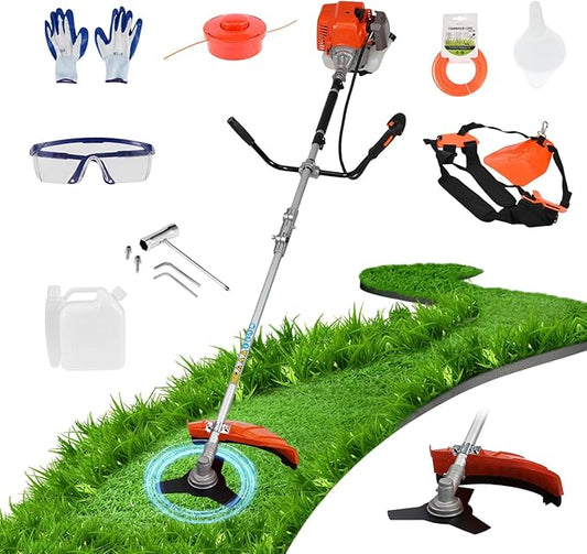 52cc 2-Cycle Gas Weed Wacker, 2-in-1 Gas Weed Eater, 8500rpm High Power Brush Cutter Trimmer for Grass and Weed, Hedge Trimmer String Trimmer(US Fast Arrival