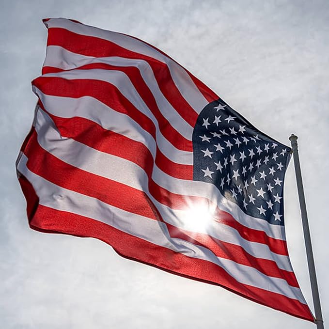 Homissor American Flag 10x15 Ft US USA Flags Large United State Flag Heavy Duty Outdoor Embroidered Stars for All Weather High Wind Sewn Stripes With 5 Brass Grommets