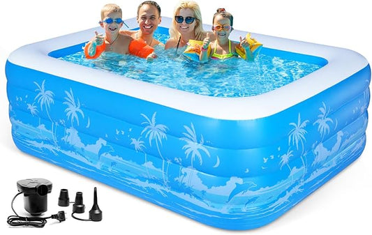 Inflatable Swimming Pool, 79 x 58 x27 inch Full-Sized Inflatable Pools with Seats, Extra Large Blow Up Durable Thickened Pools for Outdoor, Garden, Backyard.
