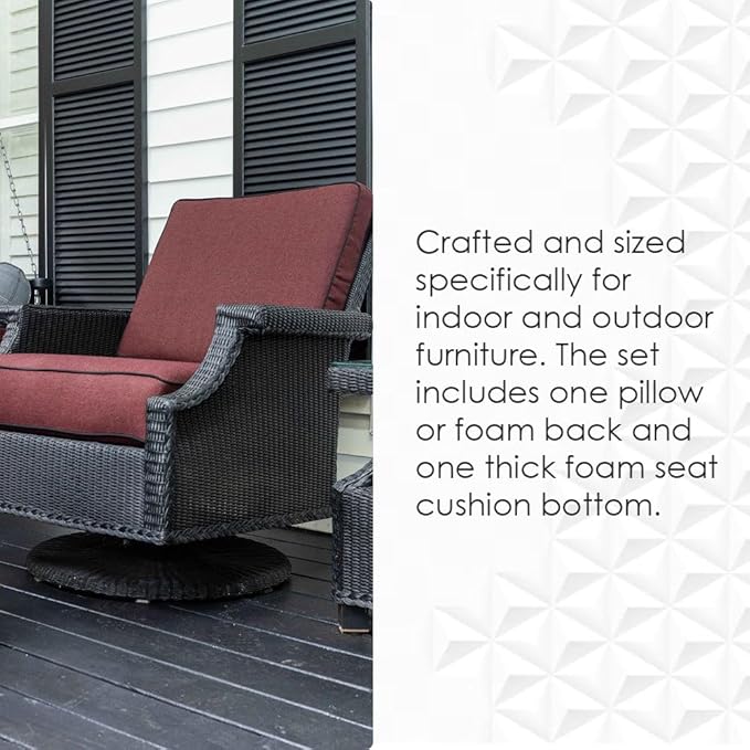 RSH DECOR Indoor/Outdoor Deep Seating Chair Cushion with Pillow Back, All Weather Polyester Fabric, Seat 25” W x 25” D & Back 25” W x 21” H, Peacock
