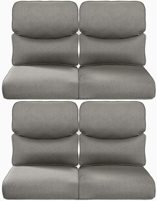 Pop 22x25/22x24 Outdoor Chair Cushions Set of 4 - Heavy Duty High Back Replacement Zippered Cushion for Patio Furniture Set Dining Rocking Chairs Loveseat L-Shape Sofa - Grey/Smile