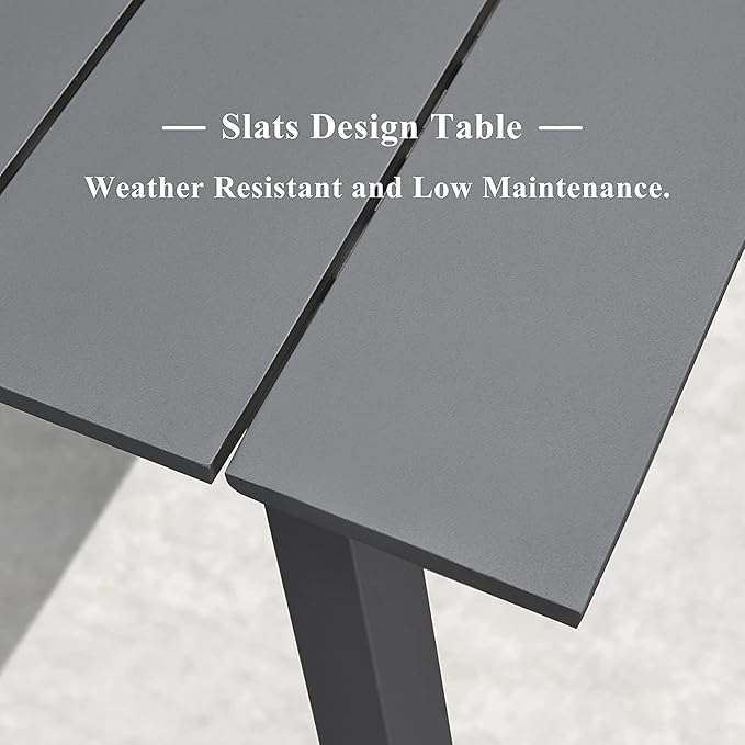 PURPLE LEAF 7 Pieces Outdoor Table and Chair Set Patio Furniture Set with Large Rectangular Table and 10 French Dining Chairs for Poolside Deck Colorful Patio Dining Set