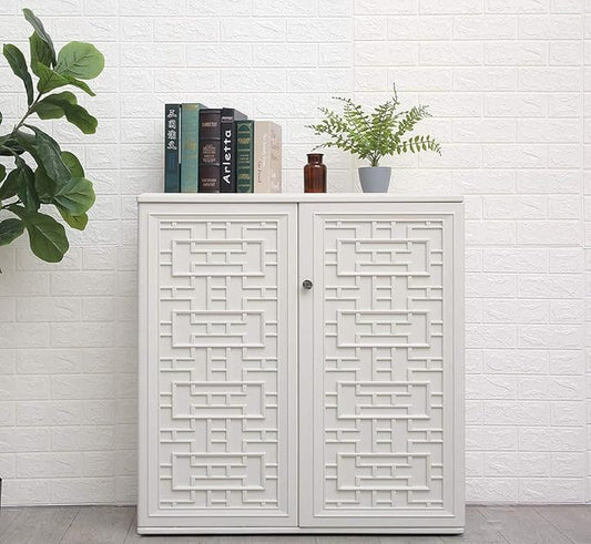 KINYING Outdoor Storage Cabinet Waterproof with Doors, 60 Gallon Resin Deck Box for Patio Furniture Cushions, Garden Tools, Pool Tools and Kids’ Toys (Off-White with 1 Shelving)