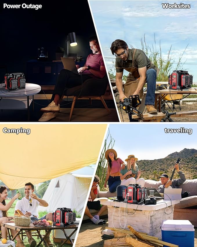 350W Power Inverter for Craftsman 20v V20 Battery, 4-Ports DC 20V to AC 110-120V Pure Sine Wave Battery Inverter with 3 USB-A Port, 1 USB-C Port,300lm LED Light for Camping Travel Emergency(Tool Only)