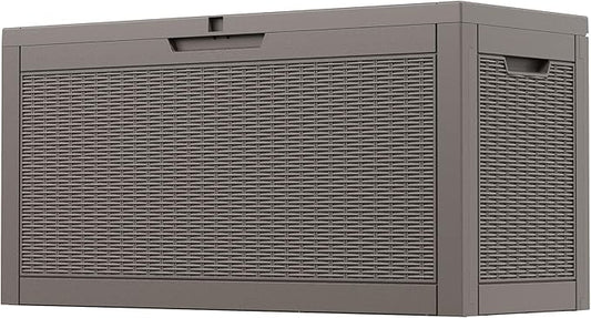 Outdoor Storage Box, 60 Gallon Outside Deck Box Waterproof,Resin Outdoor Storage Cabinet With Lockable Lid,Backyard Storage Bench For Garden Tools,Patio Cushions, Pool Tools, Package Delivery