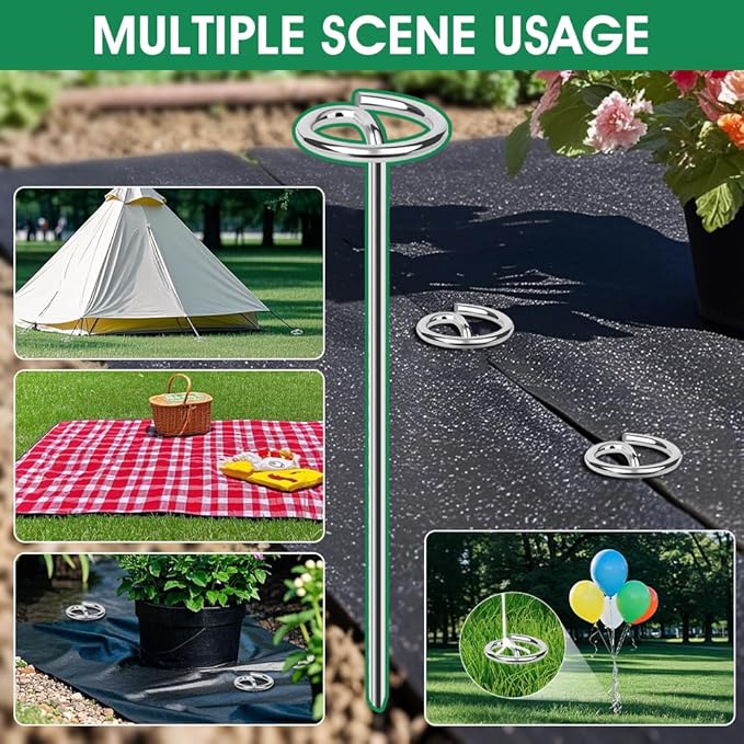 300pcs Landscape Fabric Pins, Bold 8 Gauge Galvanized Steel Garden Staples, Tent Stakes Landscape Fabric Staples Yard Stakes for Decoration Weed Barrier (6in X 300)